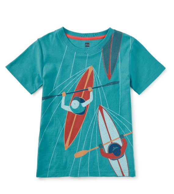 Tea Kayakers Graphic Tee- Pagoda Blue