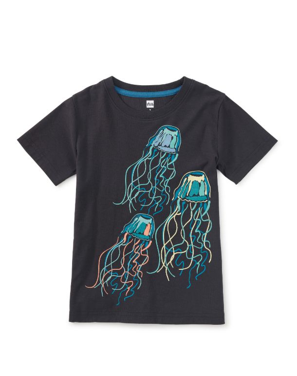 Tea Jellyfish Graphic Tee- Jet Black