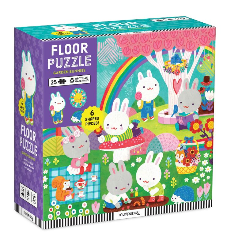 Garden Bunnies 25 Piece Floor Puzzle with Shaped Pieces