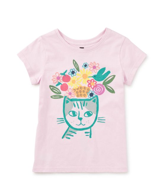 Tea Feline Graphic Tee- Pink Lady