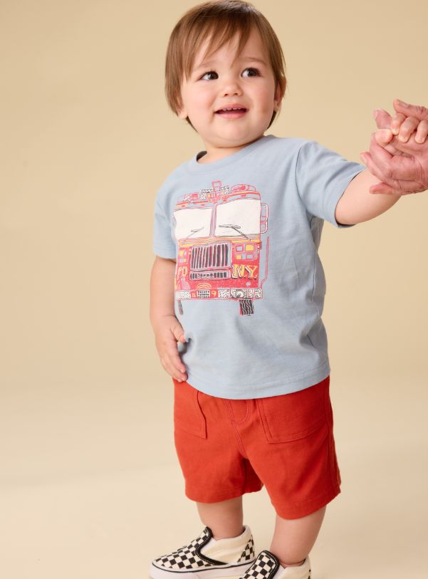 Tea Fire Truck Graphic Tee- Cloud