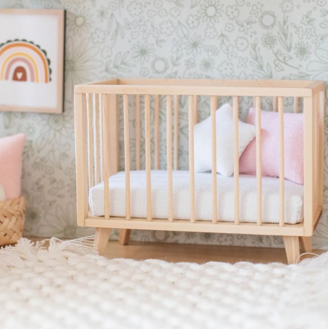 MacyMae Nursery Crib + Mattress- natural