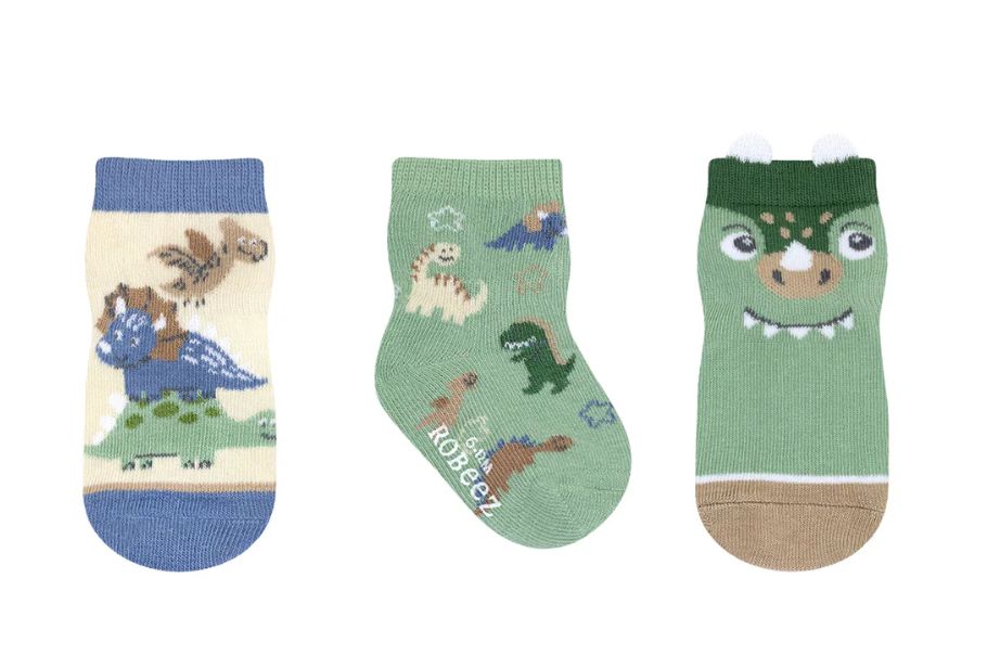 Robeez 3pk Infant Dino Socks
