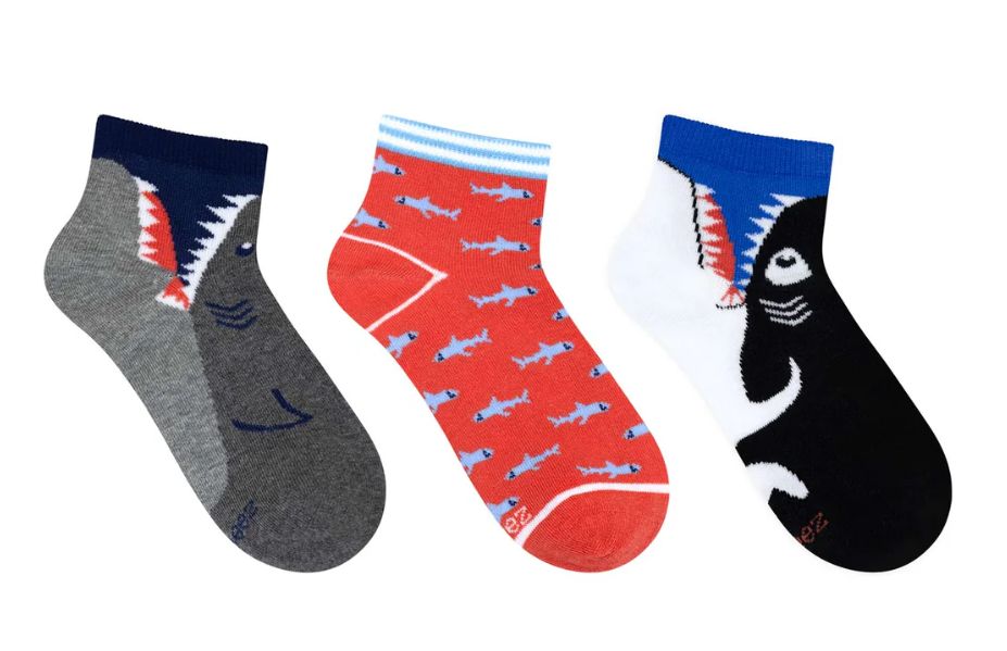 Robeez 3pk Shark Quarter Socks