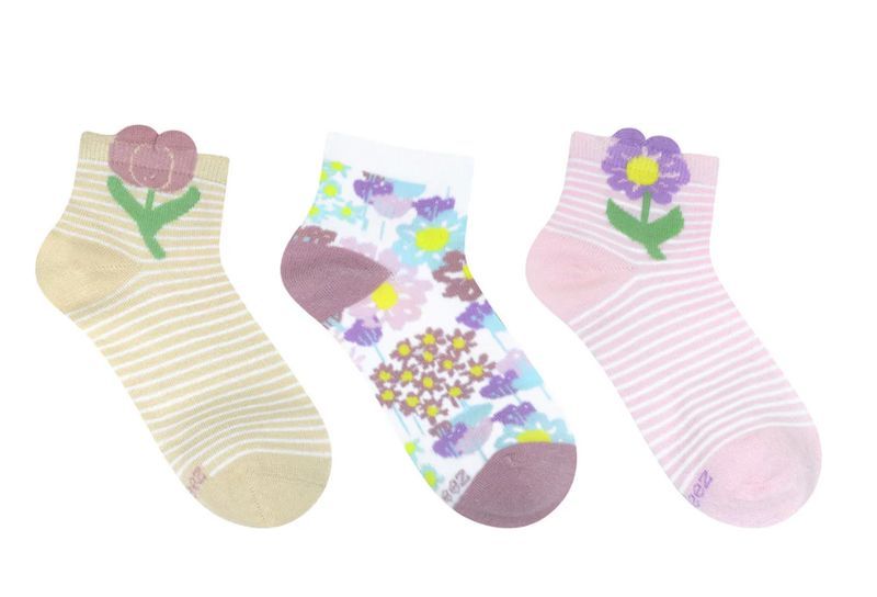 Robeez 3pk Floral Quarter Socks
