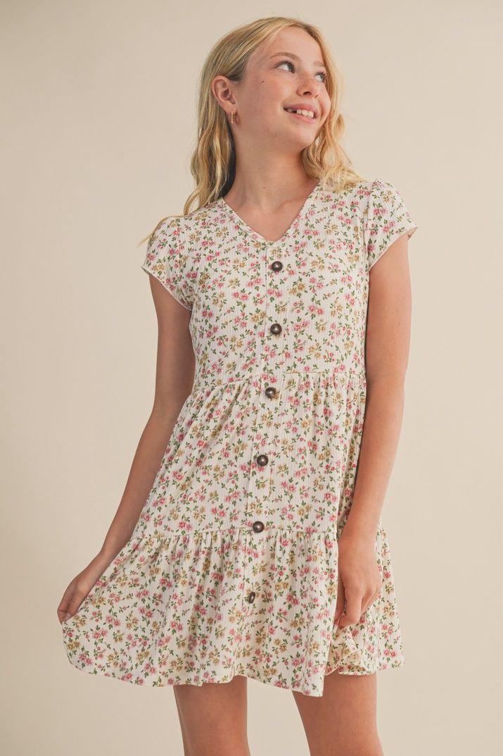 Heart &amp; Arrow tiered floral dress- cream