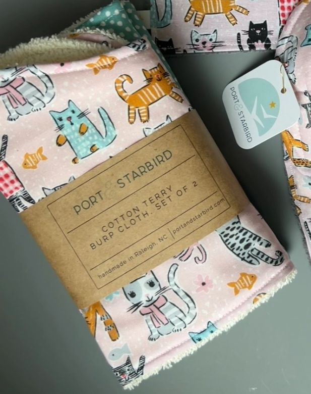 Port &amp; Starbird 2pk Burp Cloths- Cool Cats