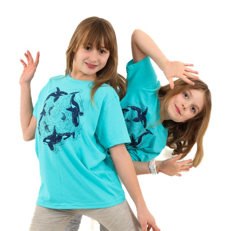 Kids Orca Pod T Shirt- Turqoise