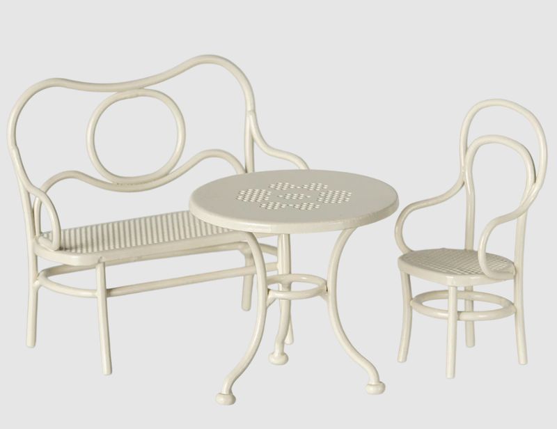 Maileg Cafe Set, Table &amp; Chairs- Off White