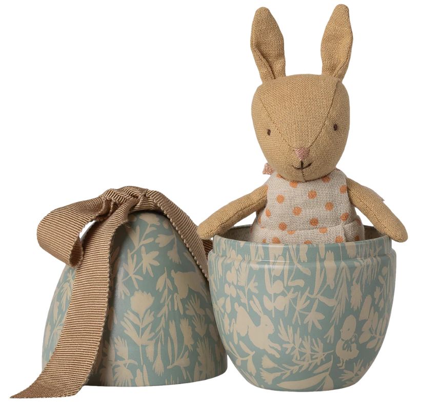 Maileg Dusty Blue Easter Egg with Micro Rabbit