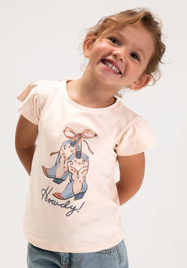 Mayoral Cowboy Boots Tee- Salmon