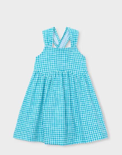 Mayoral Gingham Check Dress- Pacific