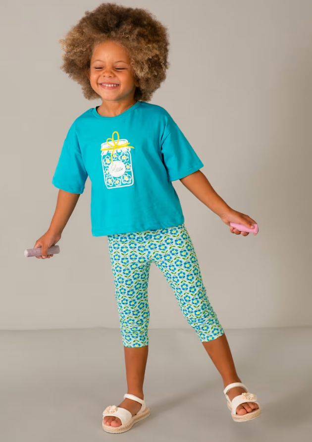 Mayoral Floral Capri Legging- Ocean