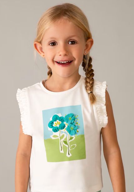 Mayoral Flower Tank Top- Ocean