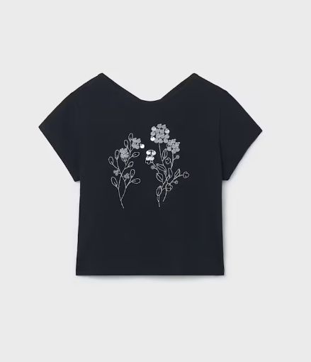 Mayoral Tween Spangles Tee- Black