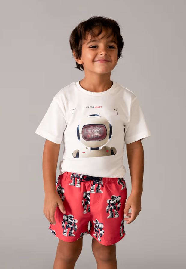 Mayoral Robot Swim Trunks- Red