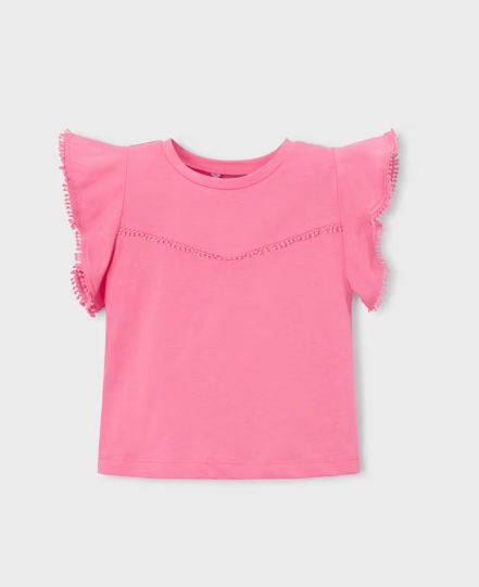 Mayoral Lace Trimmed Tee- Geranium