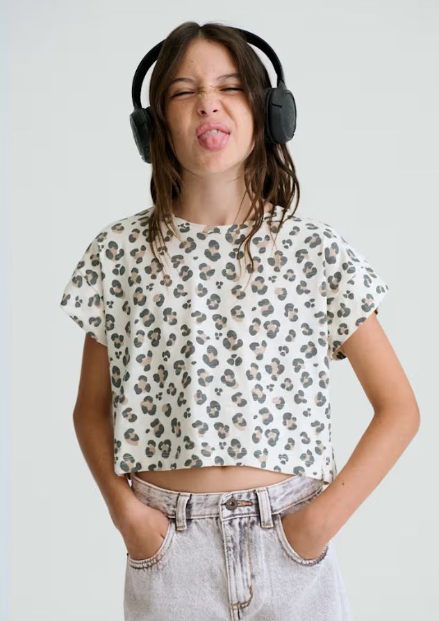 Mayoral Tween Leopard Tee- Bone
