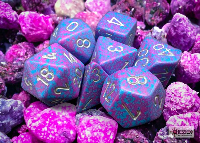 Chessex 7-die polyhedral dice set- speckled silver