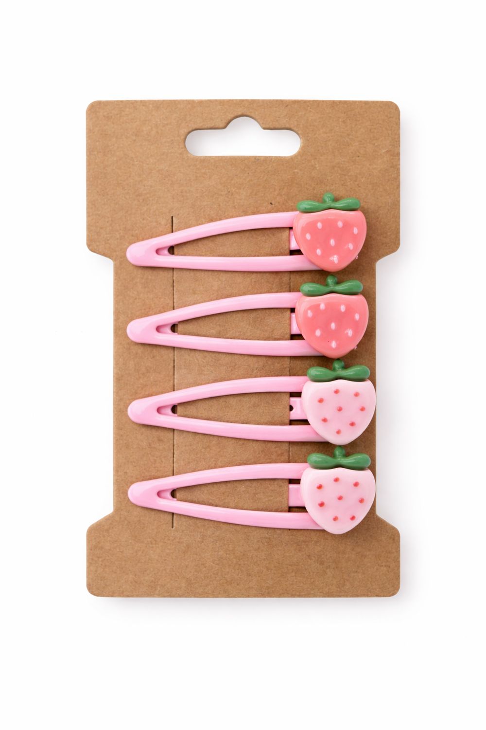 Pink Strawberry Hairclips- 4-pack