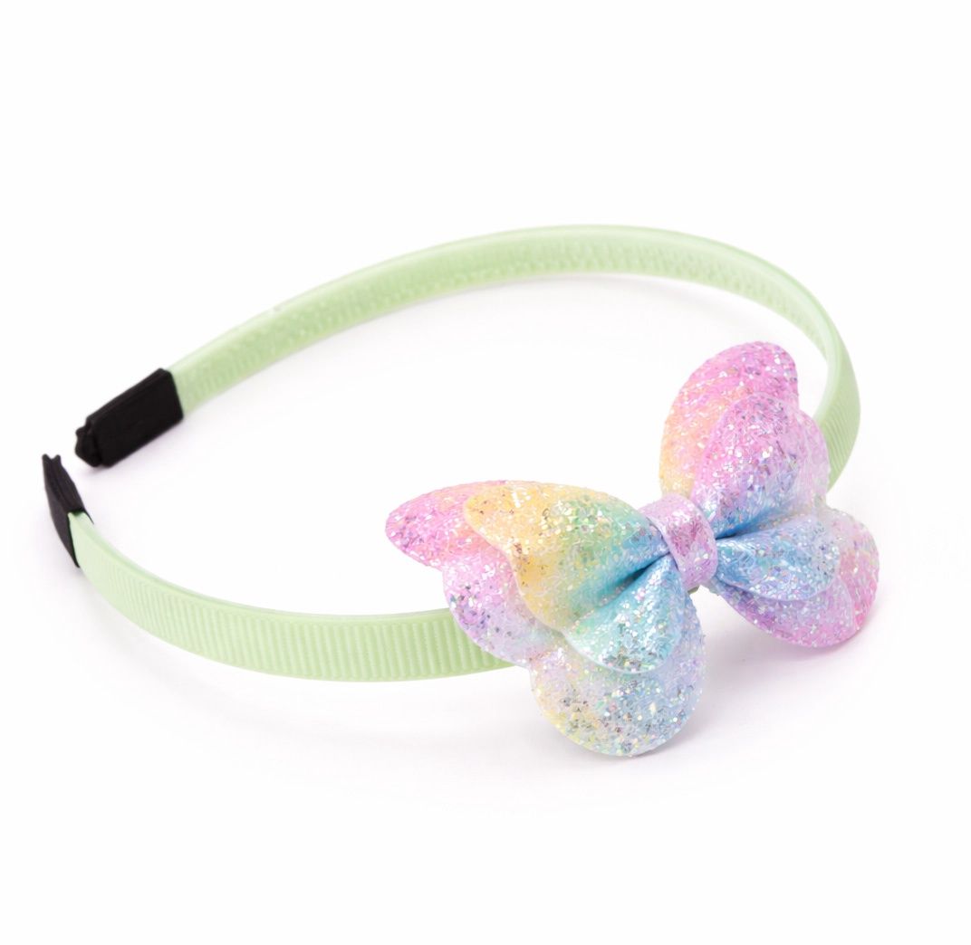 Butterfly Grossgrain Headband- Green