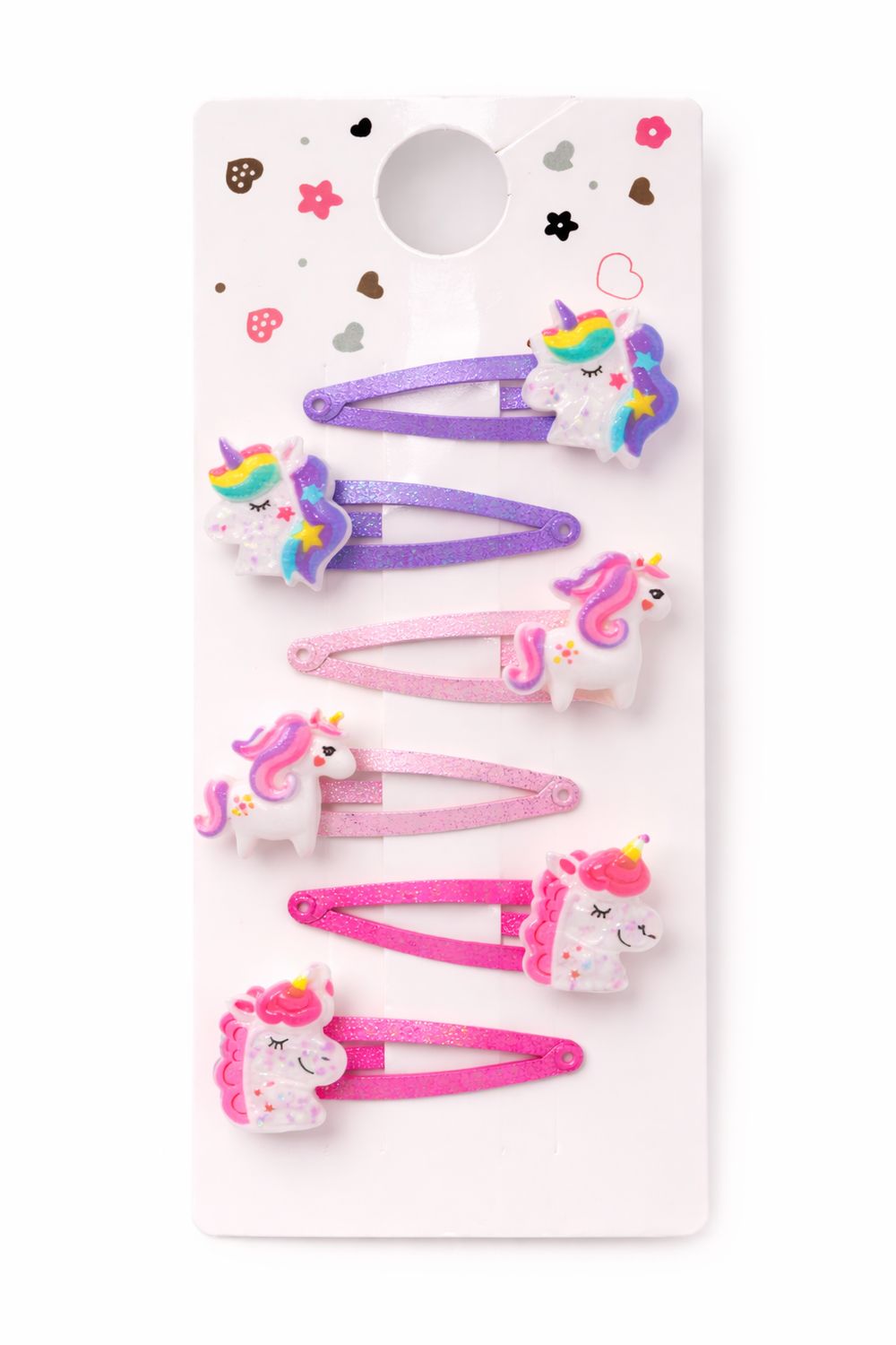 Unicorn Hair Clips- 6-pack