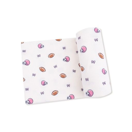 Footballs and Bows - Swaddle Blanket