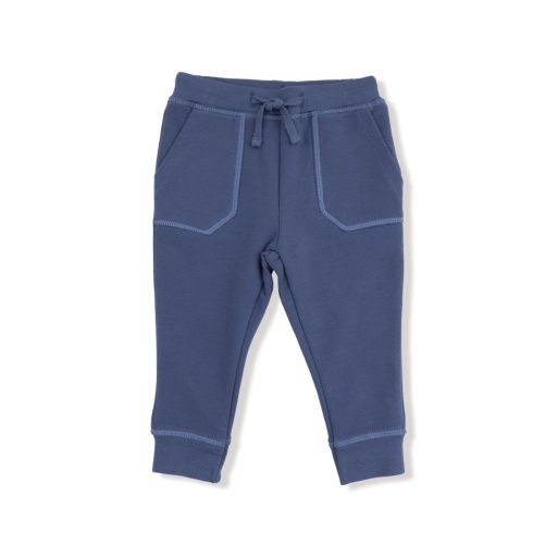 Angel Dear French Terry Sport Jogger w/ Varsity Stripes- Vintage Indigo