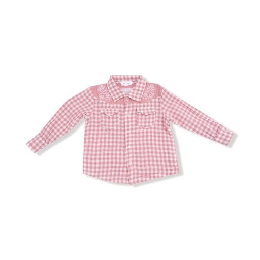 Angel Dear Infant Western Pearl Snap Shirt- Rose Pink Plaid, Size: 6-12M