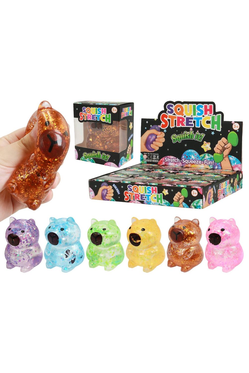 Capybara Iridescent Glittery Maltose Putty Filled Squishy, Color: Assorted