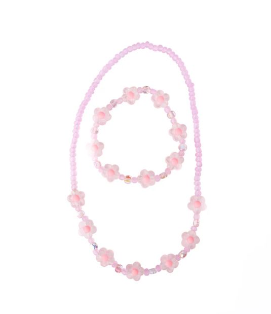 Great Pretenders Pink Crystal Blooms Necklace &amp; Bracelet