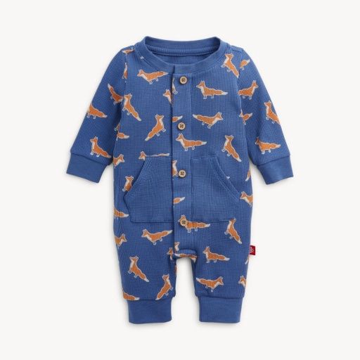 Woodland Fox Waffle Romper, Size: 0-3M