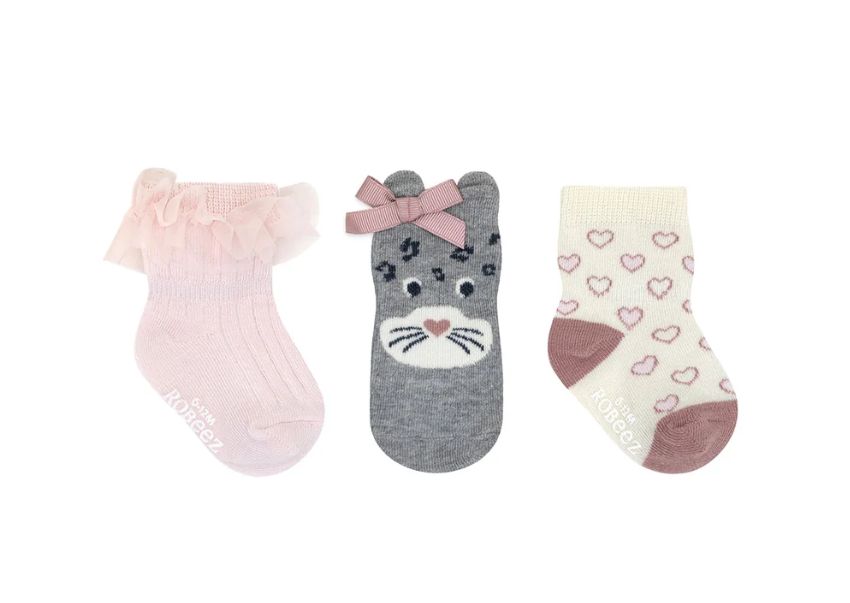 Robeez 3-Pack Cat Socks- Assorted