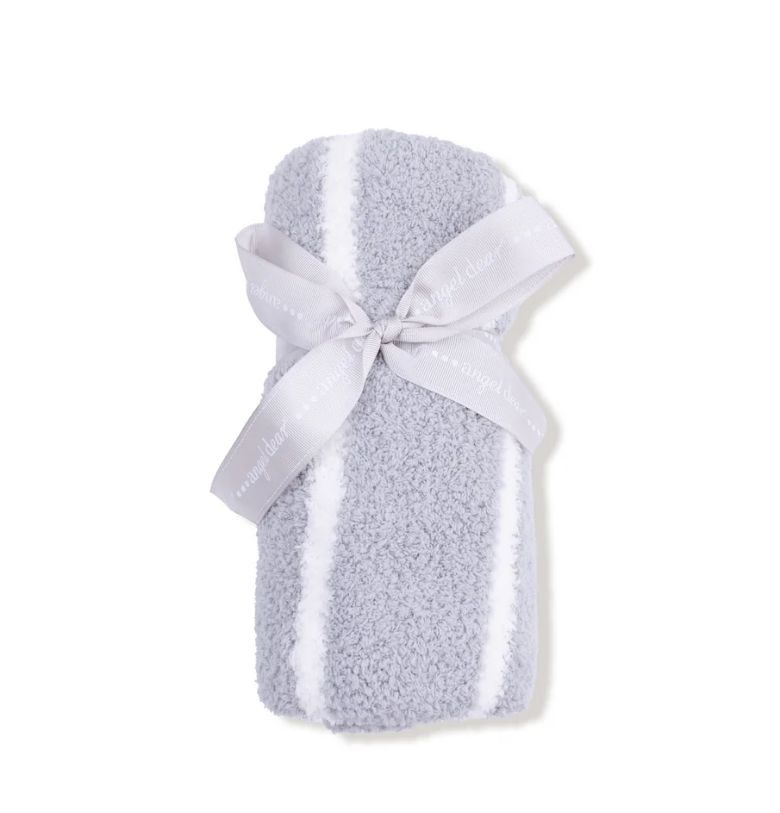 Angel Dear Chenille Blanket- Grey Stripe
