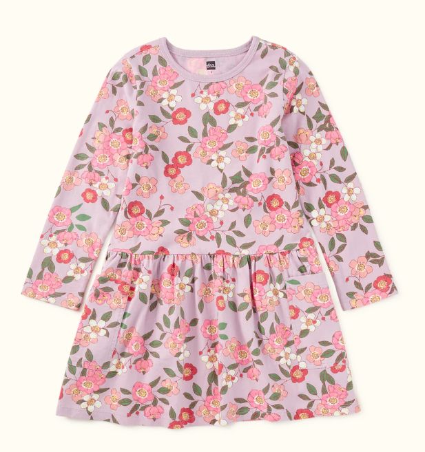 Tea Long Sleeve Pocket Dress- Rosa Canina