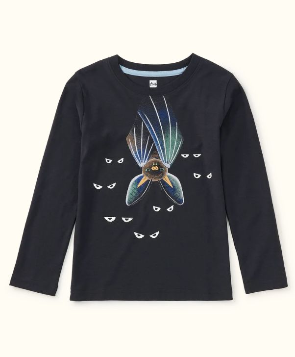 Tea Glowing Bats Tee- Jet Black
