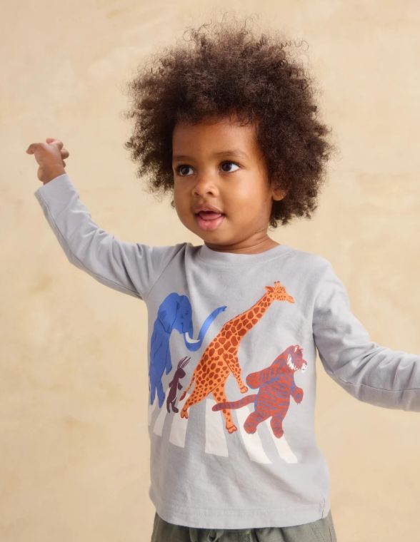 Tea Abbey Road Animals Tee - Cement Grey