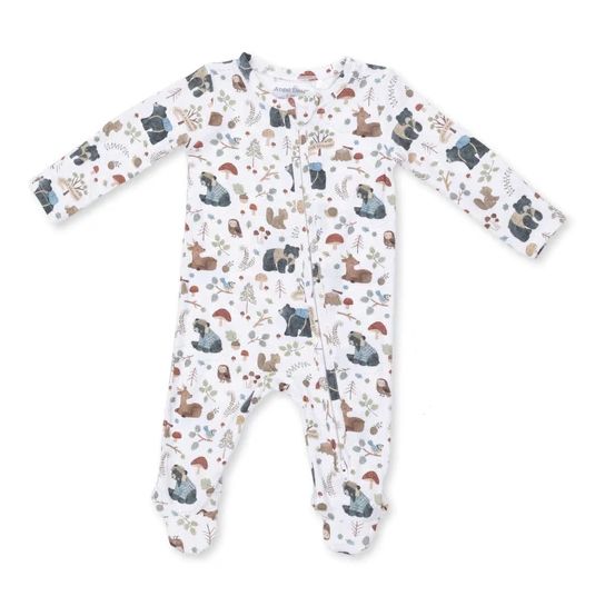 Angel Dear Southern Woodland Zip Footie- Ivory