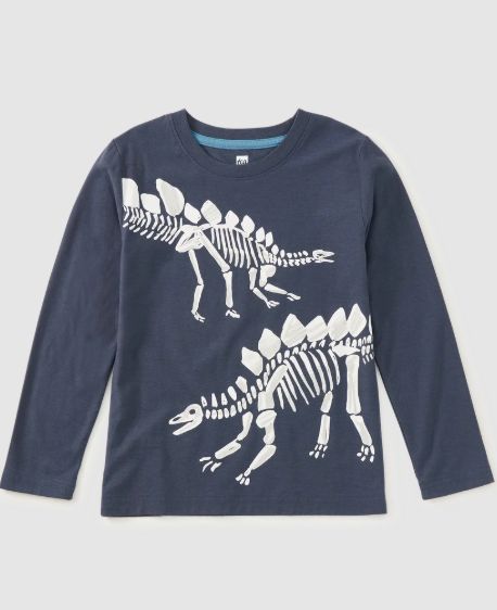 Tea Stegosaurus Fossil Tee- Blue Ombre