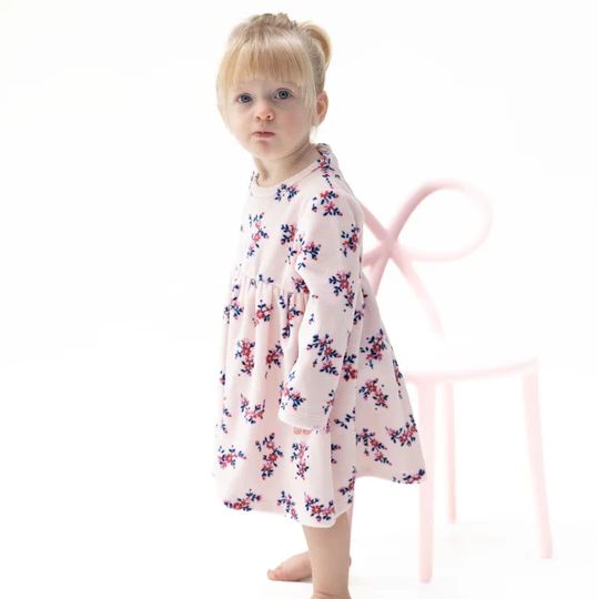 Angel Dear Nora Floral Velour Dress – Pink