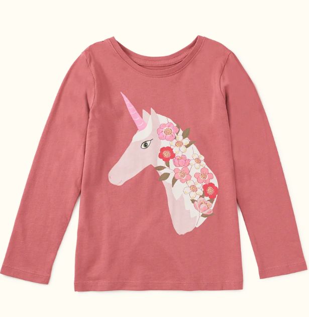 Tea Floral Unicorn Tee- Orchid Mauve