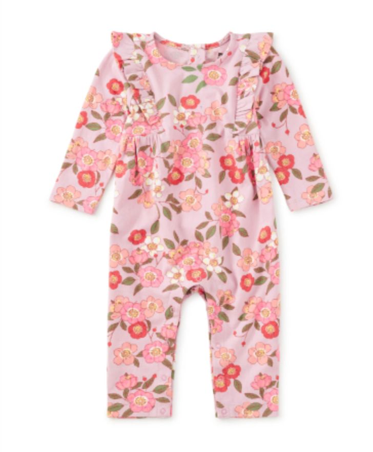 Tea Ruffle Shoulder Romper- Rosa Canina