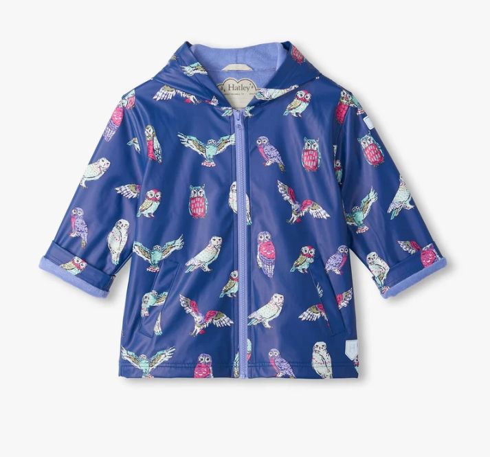 Hatley Colorful Owl Raincoat- Purple