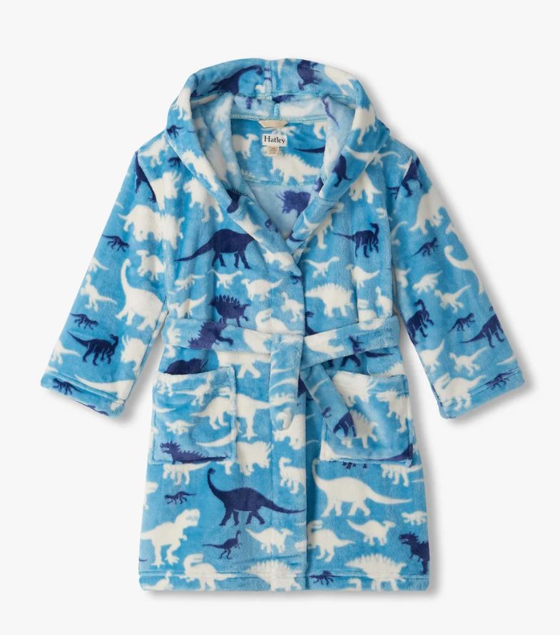 Hatley Dino Fleece Robe- Blue