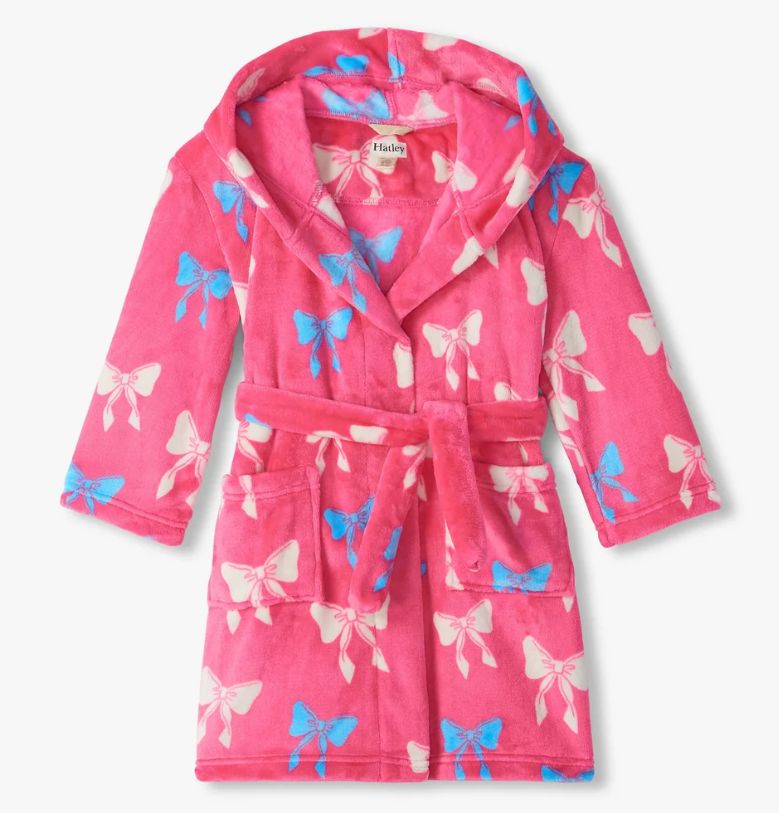 Hatley Big Bows Fleece Robe- Hot Pink
