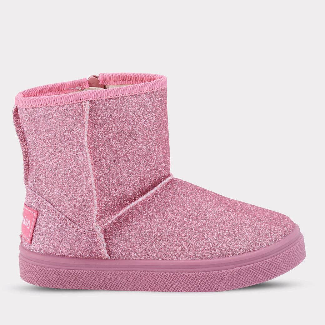 Girls Zip-Up Boot - Pink Frost, Color: Pink Glitter, Size: 6C