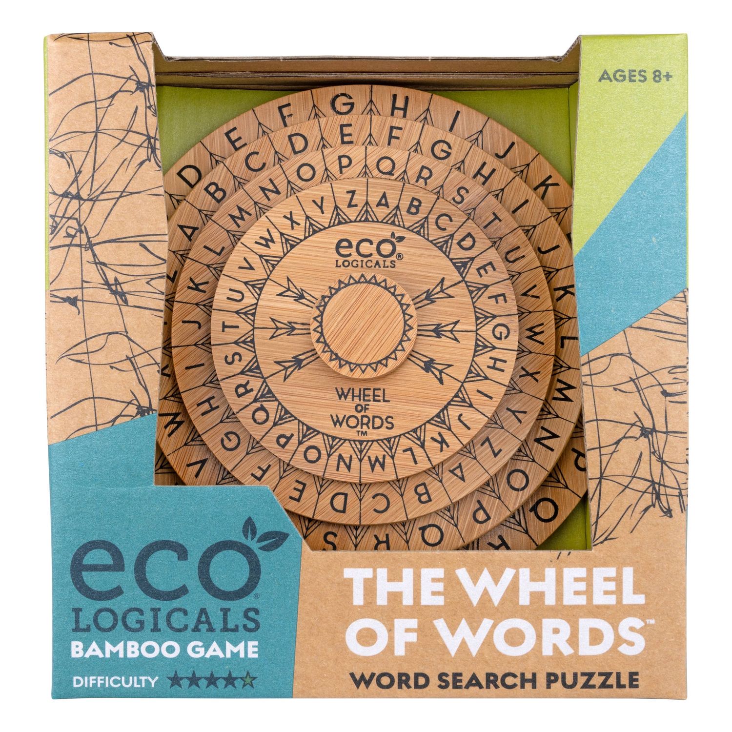 Eco Logicals The Wheel of Words - Bamboo Spelling Game