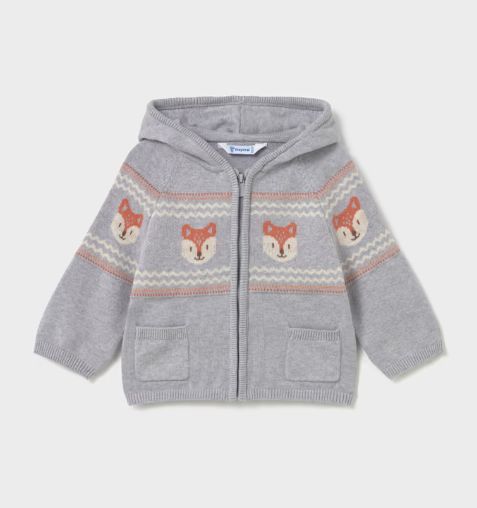 Mayoral Jaquard Fox Hoodie- Grey