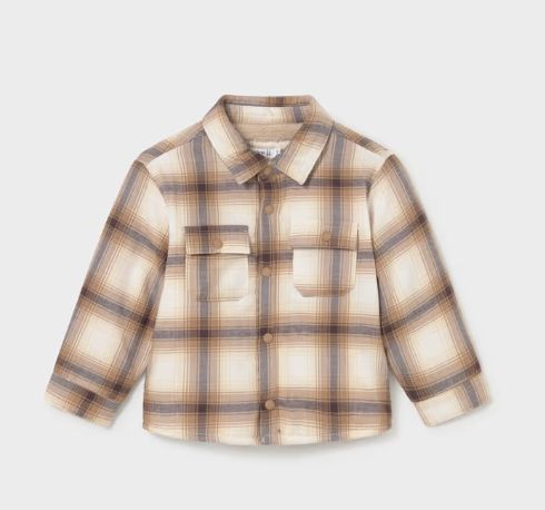Mayoral Infant Plaid Overshirt- Cookie