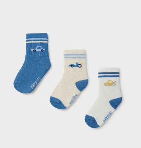Mayoral 3 Pack Striped Socks- Green/Blue